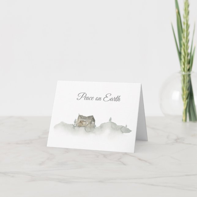 Scène hivernale avec une maison Carte de Noël (Devant)