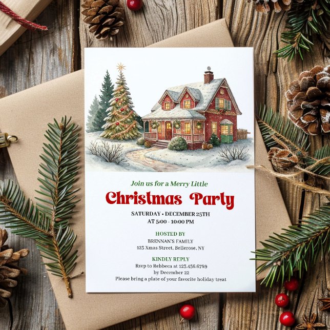 Scène hivernale élégante Invitation de Noël minima (Elegant Winter Scene Minimal Christmas Invitation)