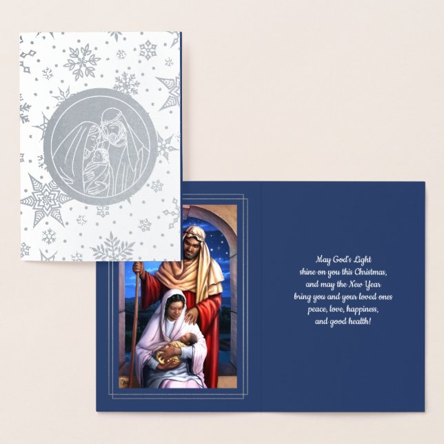 Scène Nativité Luxe Véritable Foil Cartes de Noël (Affichage)