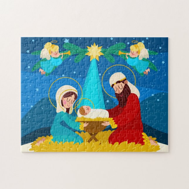 Scène Nativité Puzzle de Noël (Horizontal)