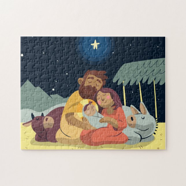 Scène Nativité Puzzle de Noël (Horizontal)