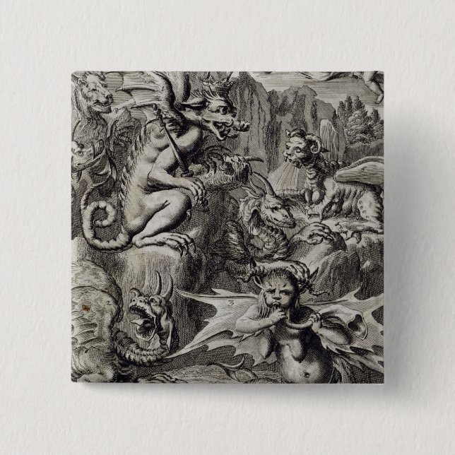 Scene of Hell, illustration from Book 1 Part 3 Cha 2 Inch Square Button (Front)