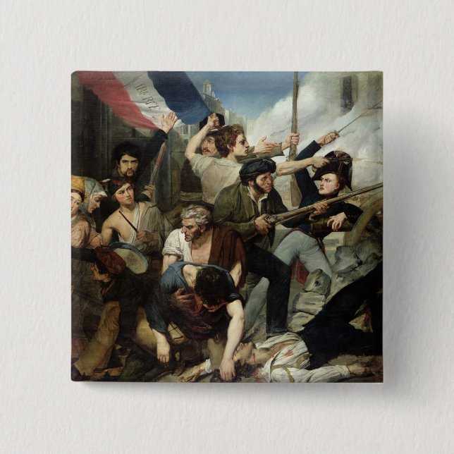 Scene of the 1830 Revolution 2 Inch Square Button (Front)