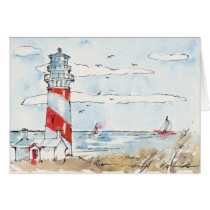 Scène rouge et blanche de phare