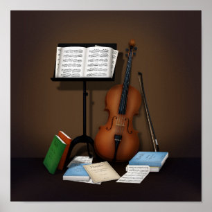 Scene with Cello & Music Stand Poster