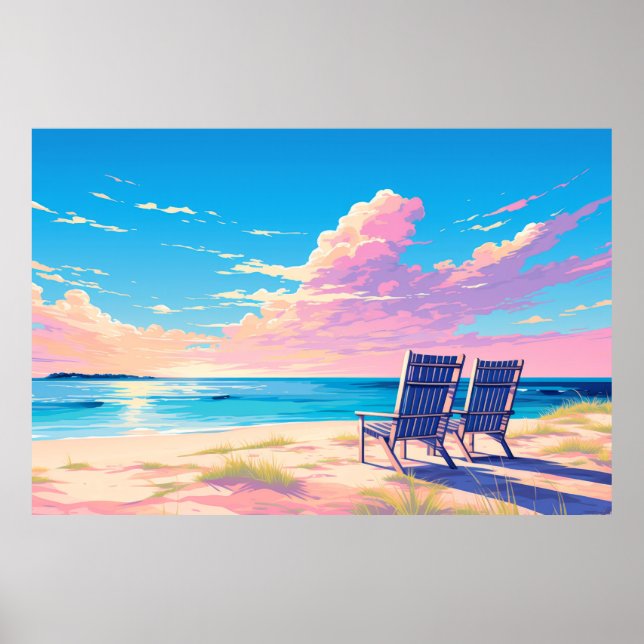 Scenery Beach Sunset Landscape Nature Poster (Front)