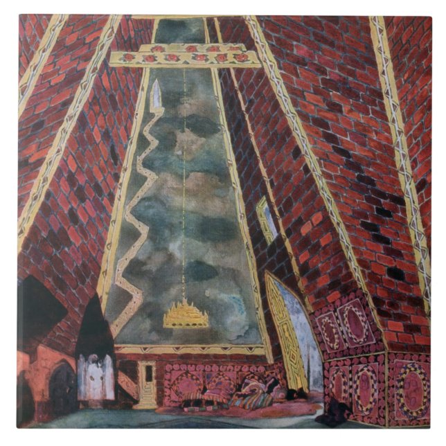 Scenery design for Thamar, 1912 (colour litho) Tile (Front)