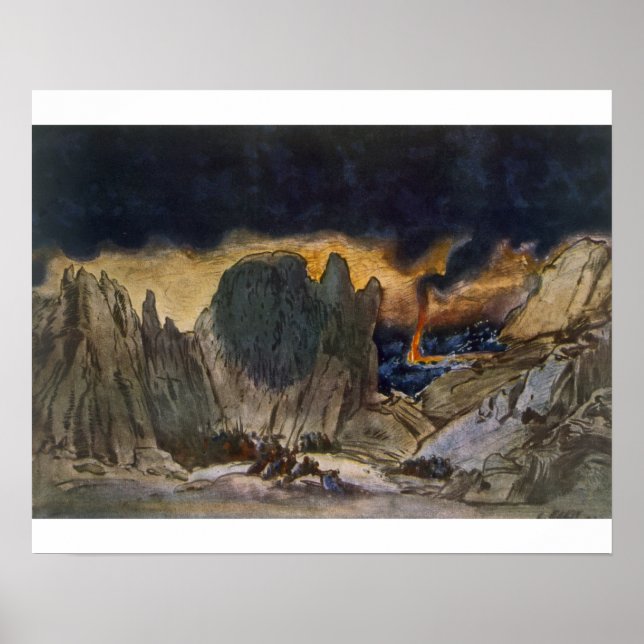 Scenery design from Phedre, 1917 (colour litho) Poster (Front)