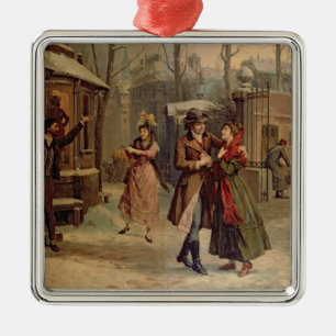Scenery for the scene with Mimi and Rodolfo Metal Ornament