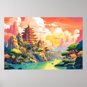 Scenery Panoramic Oriental Landscape Nature Poster