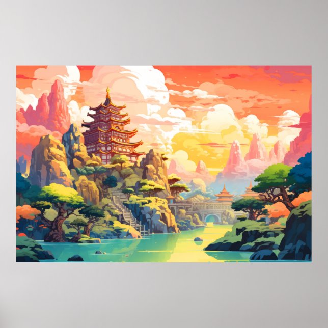 Scenery Panoramic Oriental Landscape Nature Poster (Front)
