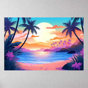 Scenery Tropical Beach Landscape Nature Poster