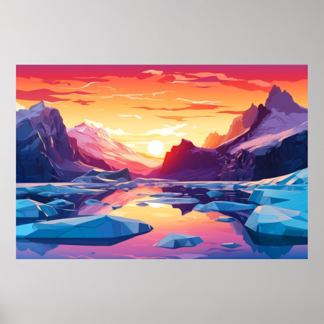Scenery Winter Sunset Landscape Nature Poster (Front)