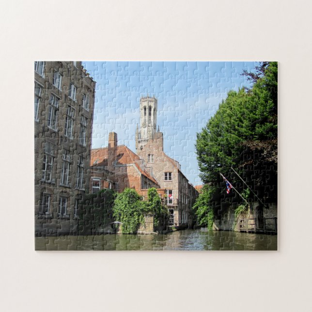 Scenery with water canal in Bruges, Belgium. Jigsaw Puzzle (Horizontal)