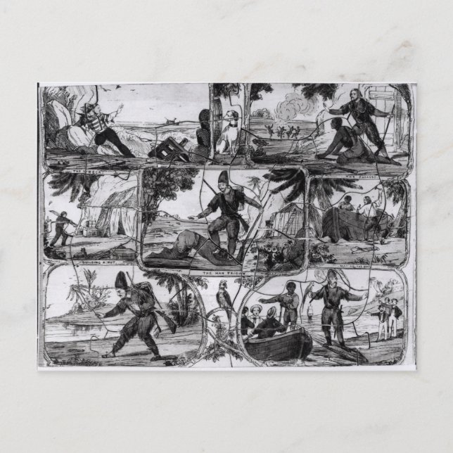 Scenes from 'Robinson Crusoe' by Daniel Defoe Postcard (Front)
