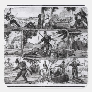 Scenes from 'Robinson Crusoe' by Daniel Defoe Square Sticker