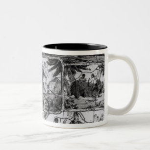 Scenes from 'Robinson Crusoe' by Daniel Defoe Two-Tone Coffee Mug