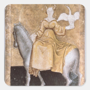 Scenes of courtly hawking square sticker