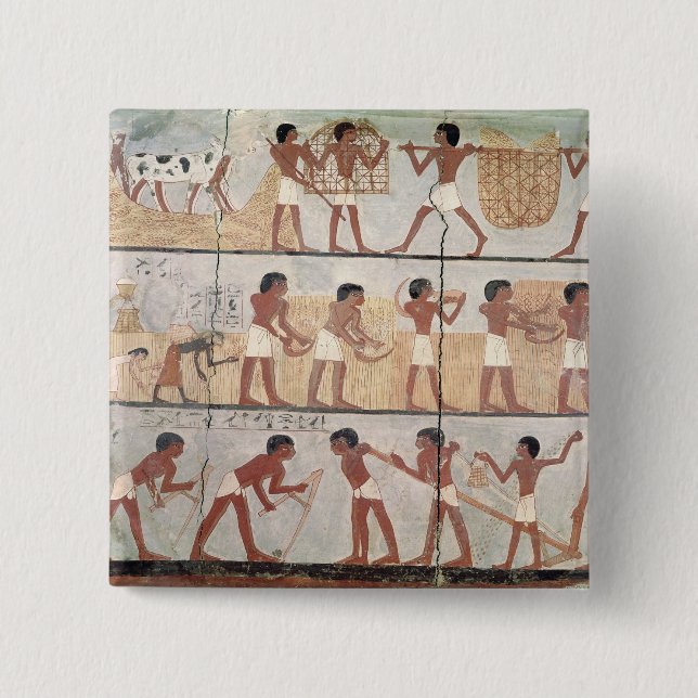 Scenes of sowing from the Tomb of Unsou 2 Inch Square Button (Front)