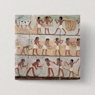 Scenes of sowing from the Tomb of Unsou 2 Inch Square Button