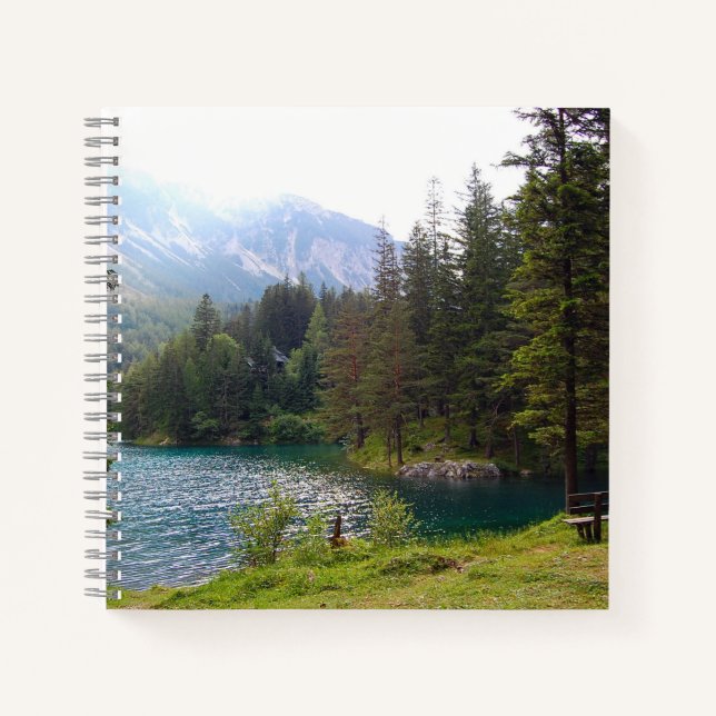 Scenic Alpine Forrest and Lake Photo Notebook (Front)