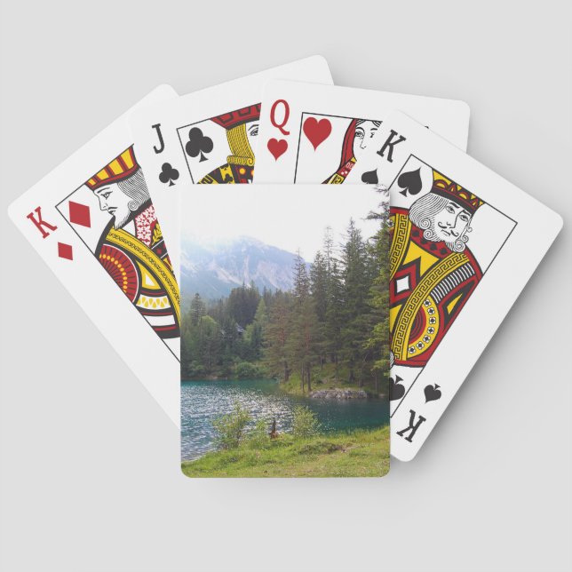 Scenic Alpine Forrest and Lake Photo Playing Cards (Back)