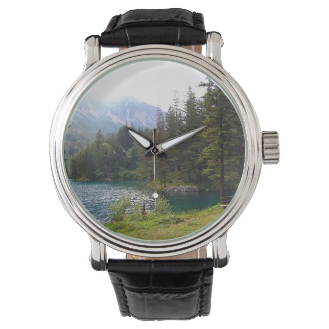 Scenic Alpine Forrest and Lake Photo Watch (Front)