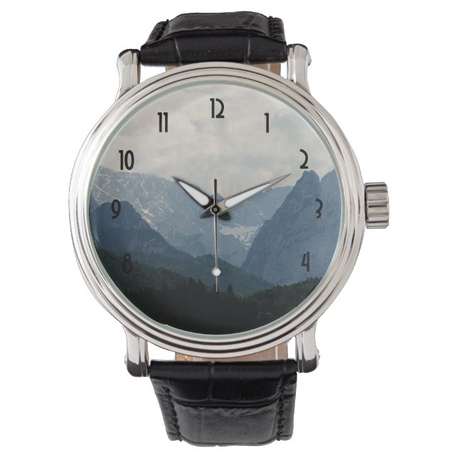 Scenic Alpine Mountains Nature Photo Watch (Front)