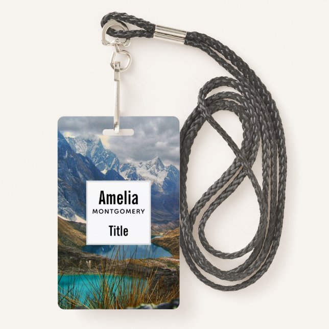 Scenic Alpine Mountains Photo Badge (Front with Lanyard)