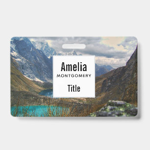 Scenic Alpine Mountains Photo Badge