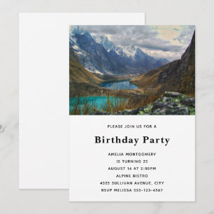 Scenic Alpine Mountains Photo Birthday Invitation