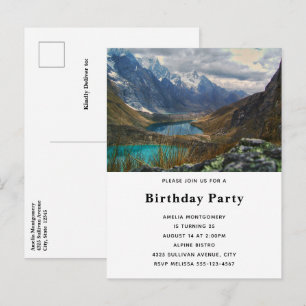 Scenic Alpine Mountains Photo Birthday Invitation Postcard