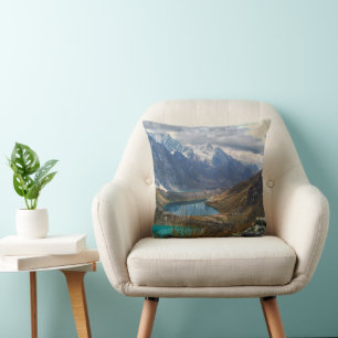 Scenic Alpine Mountains Photo Throw Pillow