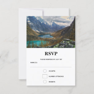 Scenic Alpine Mountains Photo Wedding RSVP Card