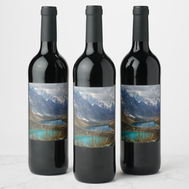 Scenic Alpine Mountains Photo Wine Label (Bottles)