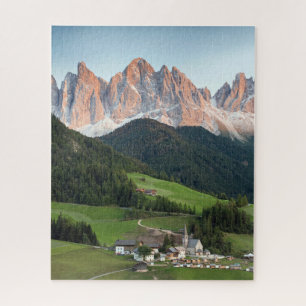 Scenic Alpine Village Dolomite Mountains Travel Jigsaw Puzzle
