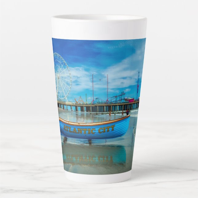 Scenic Atlantic City Boardwalk Latte Mug (Front)