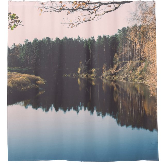 Scenic autumn coloured river in country with trees (Front)