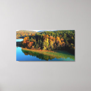 Scenic Autumn Forest Beside Placid Forest Lake Canvas Print
