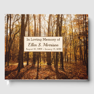Scenic Autumn Forest Trees Memorial Guest Book