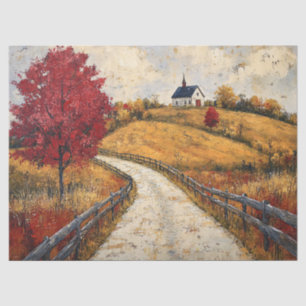 Scenic Autumn Landscape Rustic Decoupage Tissue Paper