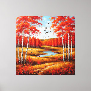 Scenic Autumn Landscape with Vibrant Foliage Canvas Print