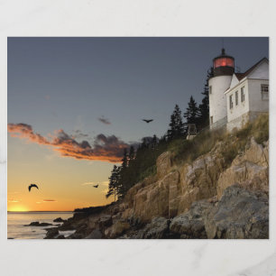 Scenic Bar Harbour Lighthouse Scrapbook Paper