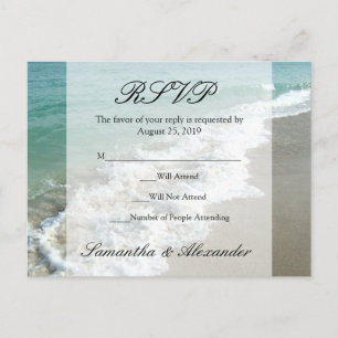 Scenic Beach Destination Wedding RSVP Postcard