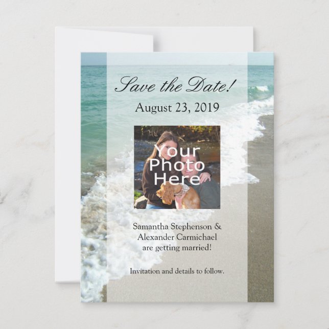 Scenic Beach Destination Wedding Save The Date (Front)