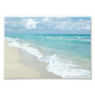 Scenic Beach Ocean, White Sand w/Aqua Water Photo Print