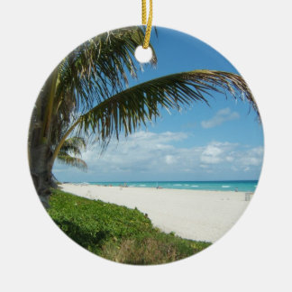 Scenic Beach, Side Palm Branch Ceramic Ornament