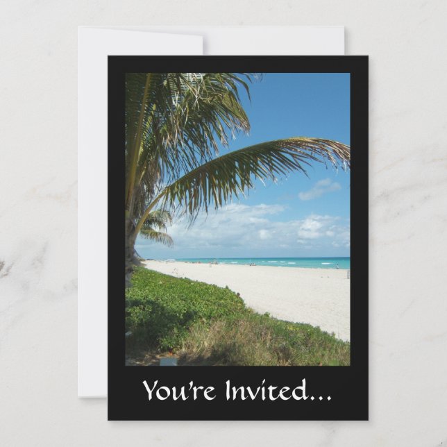 Scenic Beach, Side Palm Branch Invitation (Front)