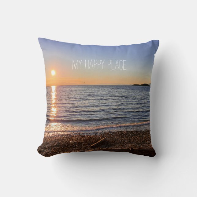 Scenic Beach Sunset Photo  Throw Pillow (Front)