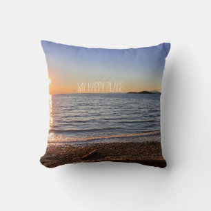 Scenic Beach Sunset Photo Throw Pillow